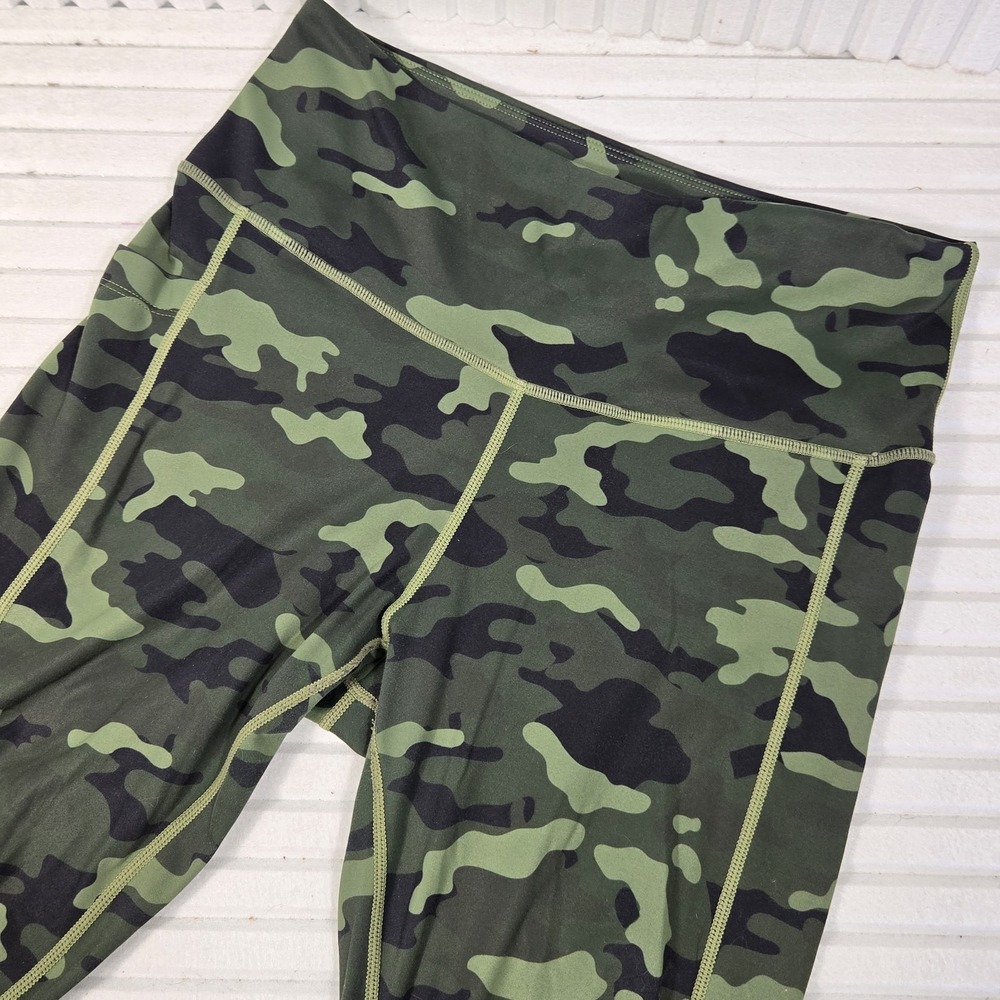 FETY‎ Leggings Camo Green Camo With Pocket Stretch Full Length - Large